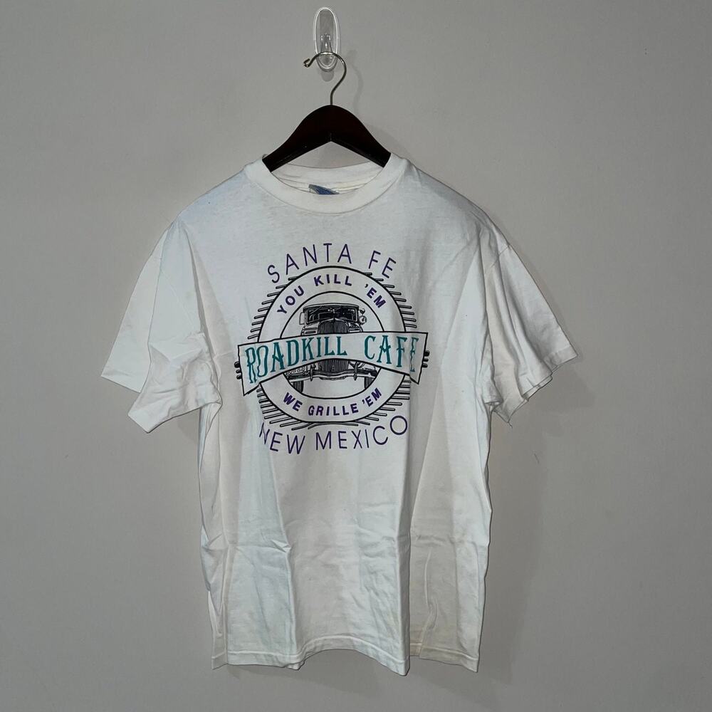 Vintage Single Stitch Santa Fe Road Kill Cafe Mens Hanes Beefy T-Shirt (0279)